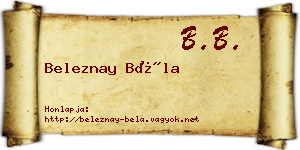 Beleznay Béla névjegykártya